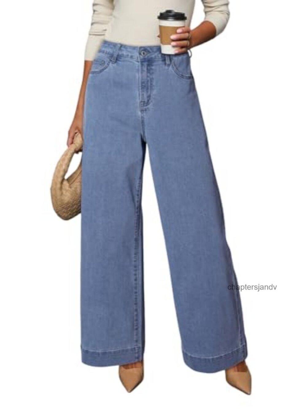 Women's High Waisted Wide Leg Stretch Denim Jeans